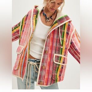 Free People Ezra Striped Hooded Coat Size Small